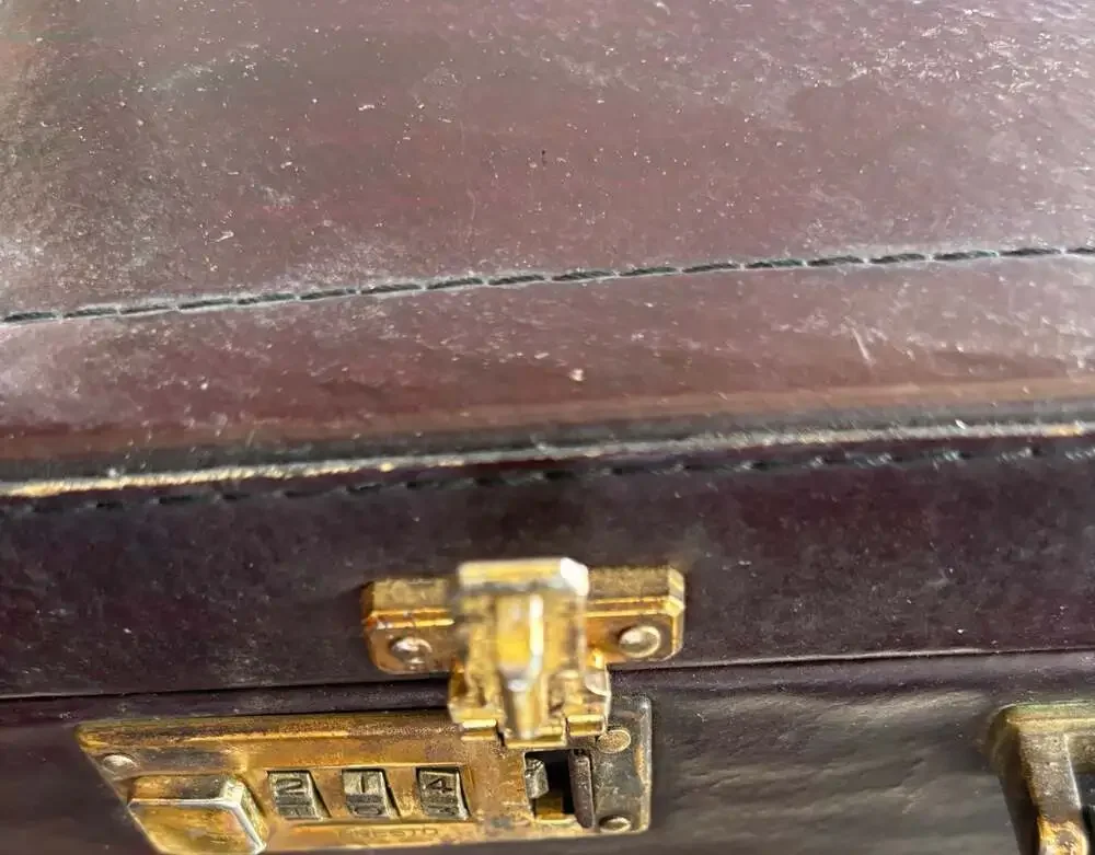 Vintage Top Grain Leather briefcase made In Romania.